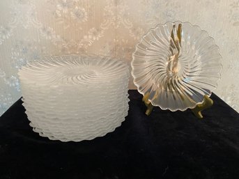 Large Set Of Swirl Glass Dishes