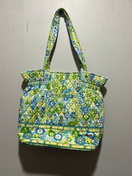 Vera Bradley Lime Green Floral Quilted Tote Bag