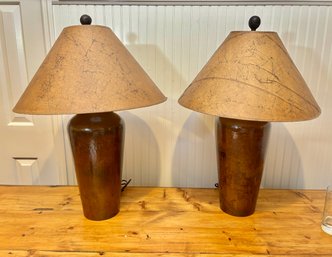 Pair Of Copper Table Lamps