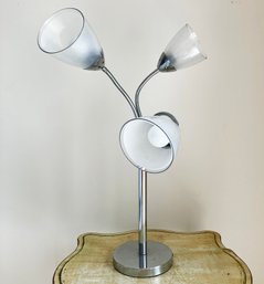 A Modern Chrome And Glass Desk Lamp