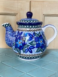 Unikat Teresa Andruriewicz Ceramic Tea Pot Hand Made In Poland 6in No Chips