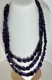 DESIGNER JAY KING 3 STRAND AMETHYST POLISHED NUGGET STERLING SILVER NECKLACE