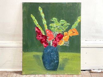 A Vintage Floral Still Life - Oil On Canvas