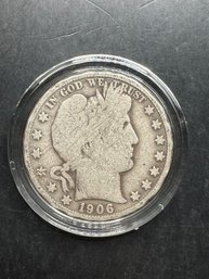 1906-S Barber Silver Half Dollar