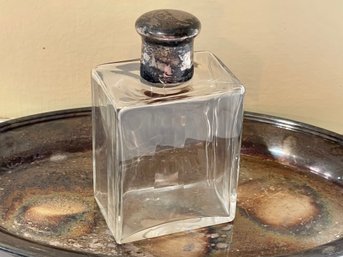 Early 20th Century Baccarat Crystal Perfume Bottle With Sterling Silver Top