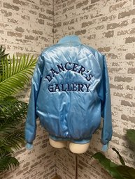 Vintage Powder Blue Satin Dancer's Gallery Jacket By Satins