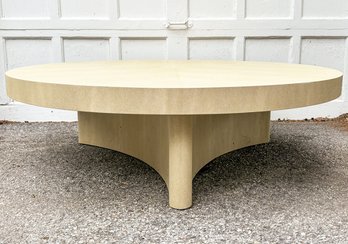 A Modern Round Coffee Table In Shagreen By Restoration Hardware