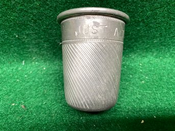 Vintage 'Just A Thimble Full' Pewter Shot Glass Shaped Like A Sewing Thimble.