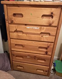 Heavy Natural Hardwood Tall Youth Dresser Including Six Large Drawers