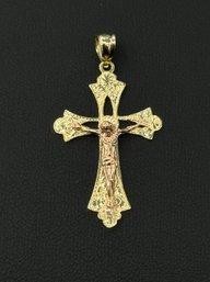Gorgeous 14k Yellow Gold Religious Crucifix Pendant