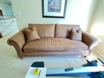 Ethan Allen Sofa, Warm Brown And Beige Print