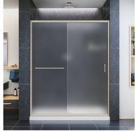 DreamLine Infinity-Z 56-in To 60-in X 72-in Single Semi-frameless Sliding Brushed Nickel Alcove Shower Door It