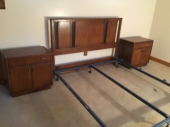 Beautiful Mid Century Drexel Full Headboard And 2 Nightstands With Storage