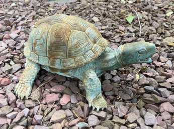 Vintage Patinated Metal Garden Turtle