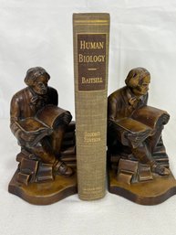 Author Elbert Hubbard Cast Bronze Bookends Created By Nuart Creations NYC - 1930s