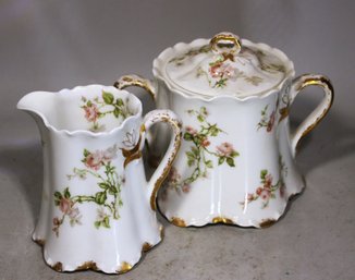 Fine Haviland Limoges Sugar And Creamer In Very Good Condition