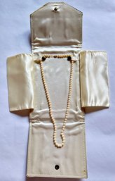 Vintage Genuine Pearl Opera Length Necklace With 14 Karat Gold Clasp In Original Case