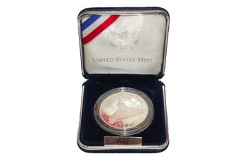 90% Silver 2000 Library Of Congress Silver Dollar Proof Dollar Coin In Original Box With COA