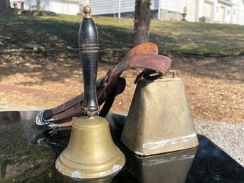 Antique Brass Bells - Cowbell, And Teacher's Bell