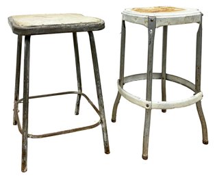 A Duo Of Vintage Metal Stools