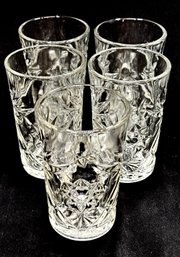 Vintage Prescut Clear Flat Juice Glasses By Anchor Hocking