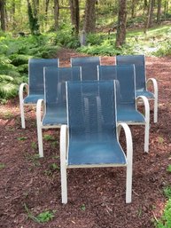 Set Of 6 White Metal Chairs