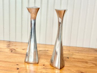 Pair Of Nambe' Alloy 10' Candlesticks