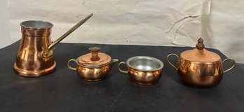 Copper Brass Mini Tea Set And Milk Or Coffee Pot Made In Portugal. FL/A2