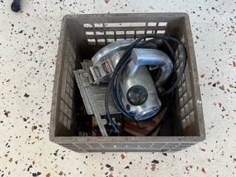 Box Of Tools With Circular Saw And More
