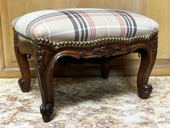 A Vintage Footstool In Burberry Print With Nailhead TRIM