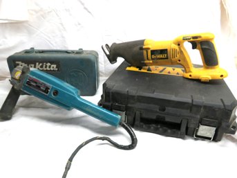 Makita And Dewalt Reciprocating Saw And Sander Polisher With Extra Case