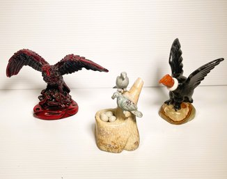 Eagles- One Made Of Marble, Agate And Green Onyx, Eagle And Eggs Are Jasper & Red Resin Pen Holder