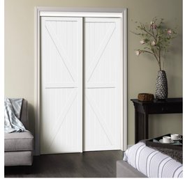 RELIABILT Trident 60-in X 80-in White K-frame Prefinished Mdf Sliding Door Hardware Included Item #1324282  Mo