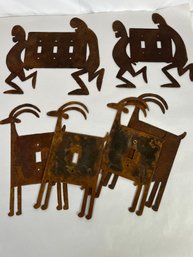 Rustic Iron Metal Switch Plate Covers  By Pozzi Franzetti -  4 Single,1 Double, 1 Triple Taos, NM