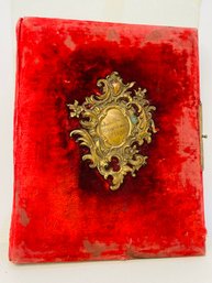 Antique Red Velvet Photo Album Filled With Old Photos