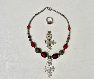 Silver Ethiopian Crosses, Necklace & Silver Ring
