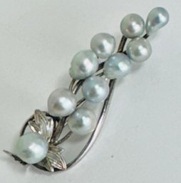 VINTAGE SILVER PEARL SPRAY STERLING SILVER BROOCH