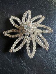 Blooming Floral Pave Rhinestone Silver Brooch Pin