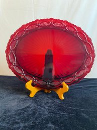 Oval Ruby Glass Platter