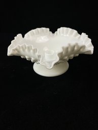 Fenton Milk Glass Hobnail Ruffled Bowl