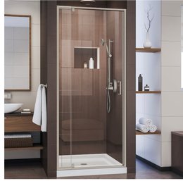 DreamLine Flex 32-in To 36-in X 72-in Single Semi-frameless Pivot Brushed Nickel Alcove Shower Door Item #1210