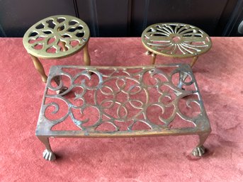 Three Vintage Brass Trivets