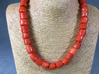 Fabulous Chunky Orange Coral Necklace - Beautiful Piece - Retails For $595 - Silver Clasp - Beautiful Piece