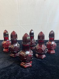 Avon Ruby Red Cape Cod 1976 Salt And Pepper Shakers - Set Of 6