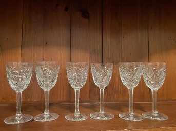 Set Of Six 4' Tall Baccarat Aperitif Crystal Stem Glasses.