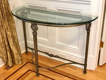 BOMBAY Glass Top Demi Lune Table