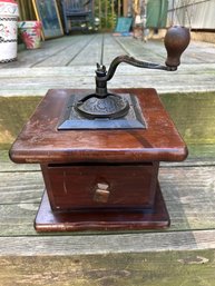 Antique Coffee Grinder With Pull Out Bottom Drawer With Knob