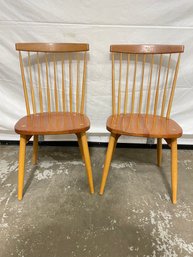 Pair Of Cherry W. A. Mitchell Chairs Marked W.A. Mitchell Chairmakers