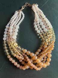 Lovely Twisted Multi-strand Ombre Beaded Necklace With Gold Clasp