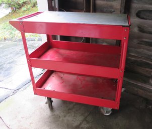 Red Metal Utility 3 Shelve Cart On Wheels 0650 Custom Top